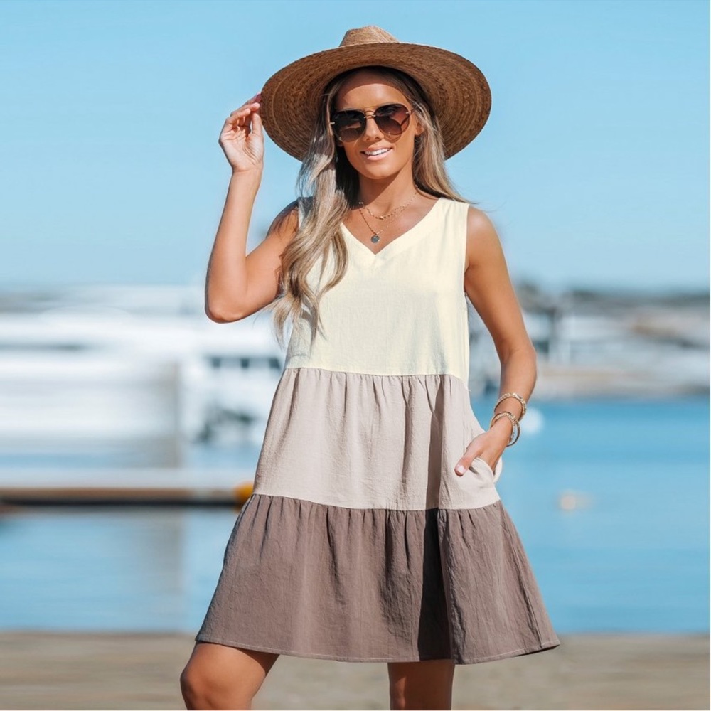 Colorblock Tiered Dress